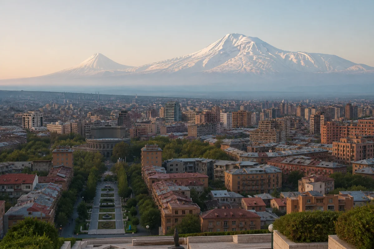 Ереван и гора Арарат в утреннем свете